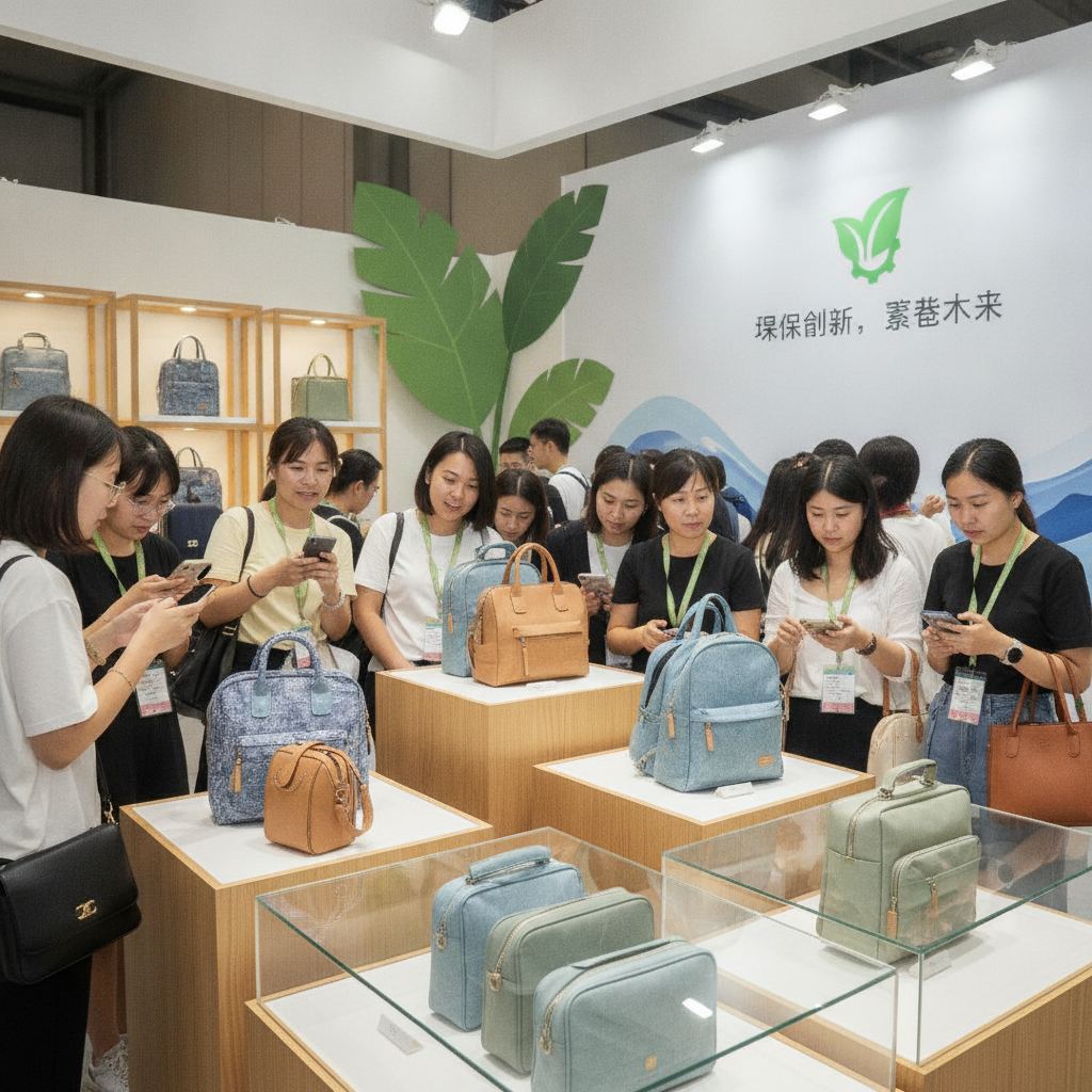 展示的环保箱包系列吸引众多目光